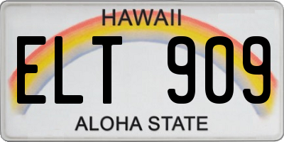 HI license plate ELT909