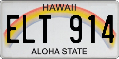 HI license plate ELT914