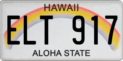 HI license plate ELT917
