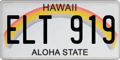 HI license plate ELT919