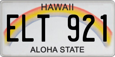 HI license plate ELT921