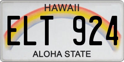 HI license plate ELT924