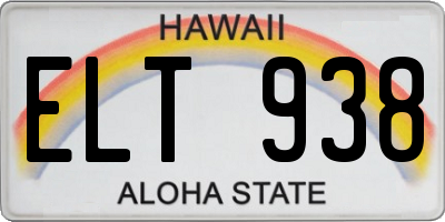 HI license plate ELT938