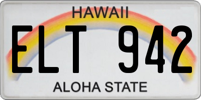 HI license plate ELT942