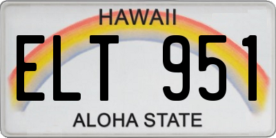 HI license plate ELT951
