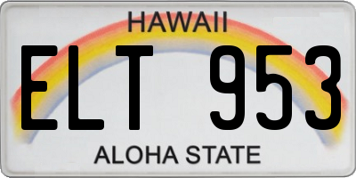 HI license plate ELT953