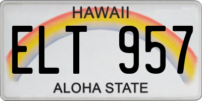 HI license plate ELT957