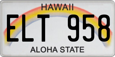 HI license plate ELT958