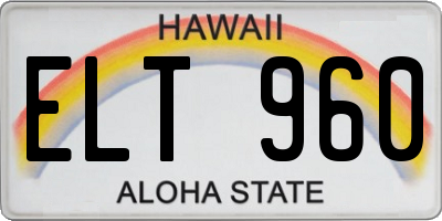 HI license plate ELT960