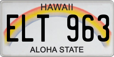HI license plate ELT963