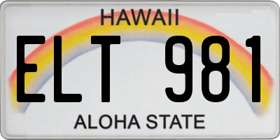 HI license plate ELT981
