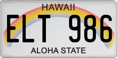 HI license plate ELT986