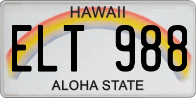 HI license plate ELT988
