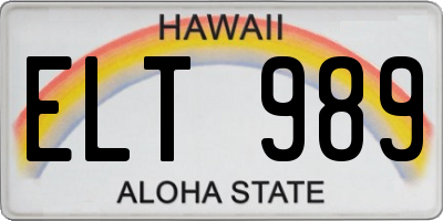 HI license plate ELT989