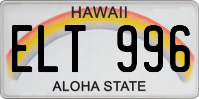 HI license plate ELT996