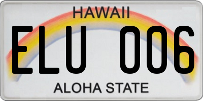 HI license plate ELU006