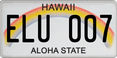HI license plate ELU007