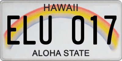 HI license plate ELU017
