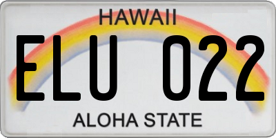 HI license plate ELU022
