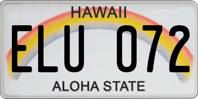 HI license plate ELU072