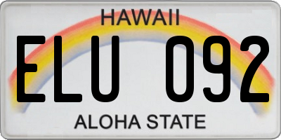 HI license plate ELU092