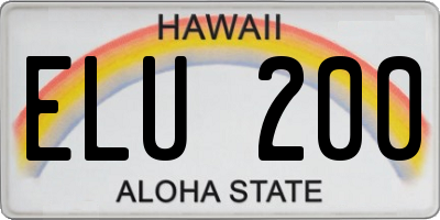 HI license plate ELU200