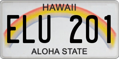 HI license plate ELU201