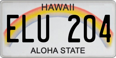 HI license plate ELU204