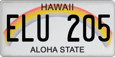 HI license plate ELU205