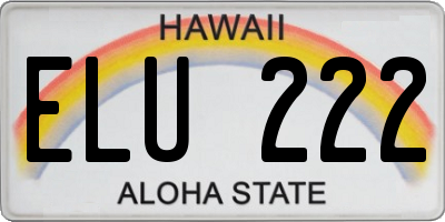 HI license plate ELU222
