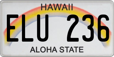 HI license plate ELU236