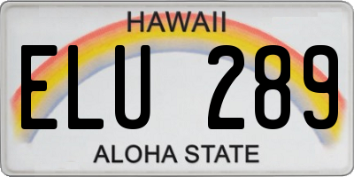 HI license plate ELU289