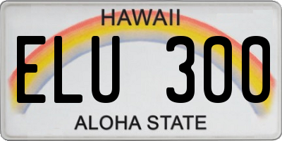 HI license plate ELU300
