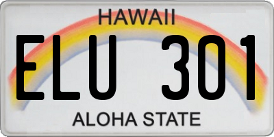 HI license plate ELU301