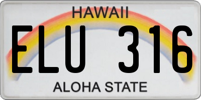 HI license plate ELU316