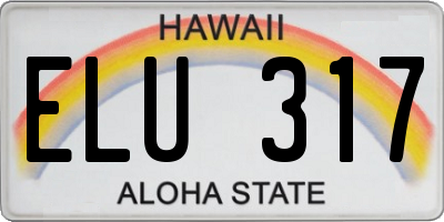 HI license plate ELU317