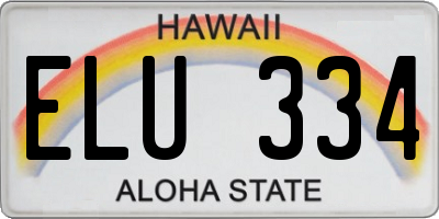 HI license plate ELU334