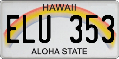 HI license plate ELU353