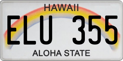 HI license plate ELU355