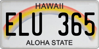 HI license plate ELU365