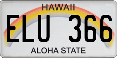HI license plate ELU366