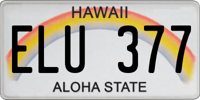 HI license plate ELU377