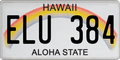 HI license plate ELU384