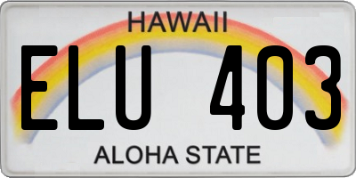 HI license plate ELU403