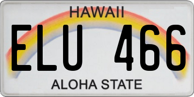 HI license plate ELU466