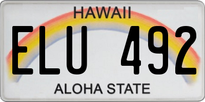 HI license plate ELU492