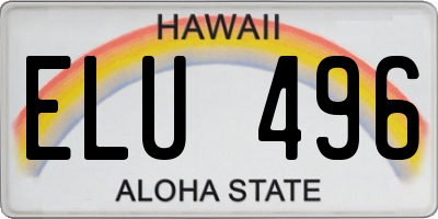 HI license plate ELU496