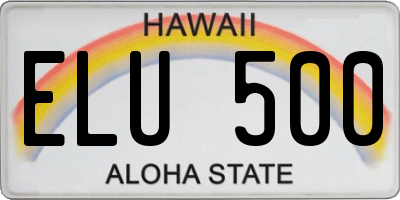 HI license plate ELU500