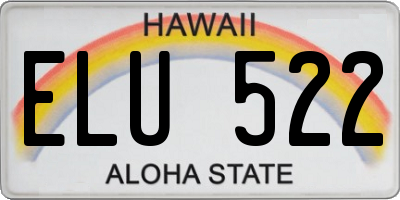 HI license plate ELU522