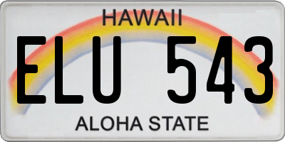 HI license plate ELU543